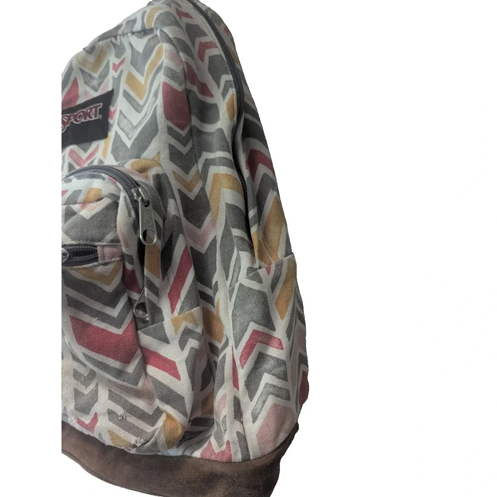 Jansport Right Pack Expressions Coral Dusk Chevrons TZR602W leather suede bottom